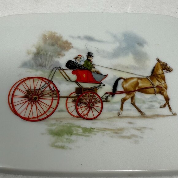 Ceramic Cheese Board Horse Carriage Design Couple Mini Holiday Hostess Gift - Picture 2 of 5